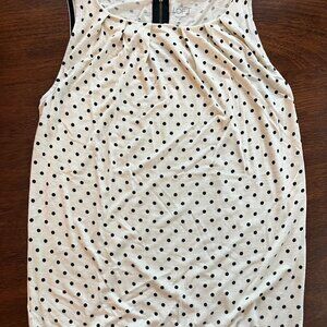 Ann Taylor LOFT Women's Tank Top - Off White w/ Black Polka Dots - Size XS